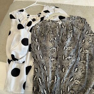 Black and White Polka Dot Blouse and Snake Print Blouse